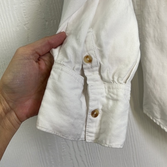 Anthropologie- Maeve White Button Down Puffed Sleeves Blouse Size 8 - Picture 5 of 10